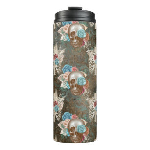 Bouteilles Isothermes Squelette et crâne avec Roses