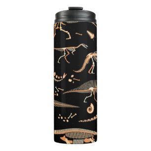 Bouteilles Isothermes Squelettes de dinosaures, fossiles, motif vintage.