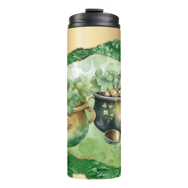Bouteilles Isothermes St. Patrick's Day Pots of Gold Irish Clovers (Devant)