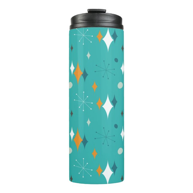 Bouteilles Isothermes Starburst Mid Century Motif moderne en Turquoise (Devant)