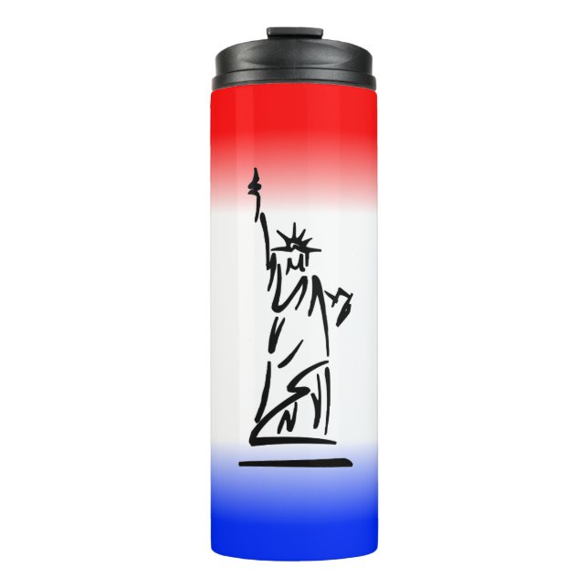 Bouteilles Isothermes Statue de la Liberté Rayure Rouge Blanc Bleu (Devant)