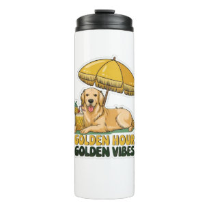 Bouteilles Isothermes Sticker de Dog Beach Golden Retriever avec Pina