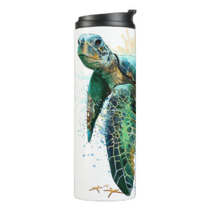 Bouteilles Isothermes Style d'aquarelle sous-marine de tortue marine