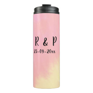 Bouteilles Isothermes style de texte minimal simple blanc mariage rose j