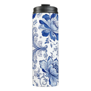 Bouteilles Isothermes Style Delft Bleu Blanc Fleurs Fantaisie Caprice