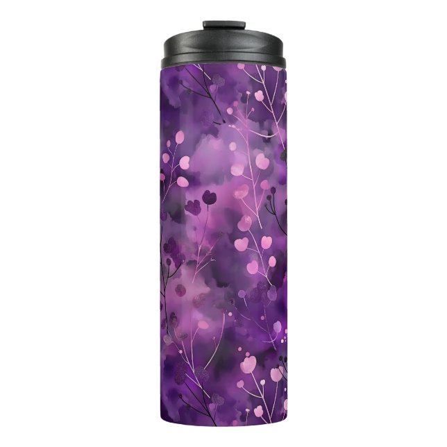 Bouteilles Isothermes Stylish purple pink abstract floral pattern (Devant)