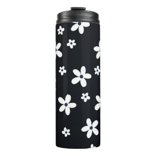 Bouteilles Isothermes Summer Boho Black White Daisy Flowers