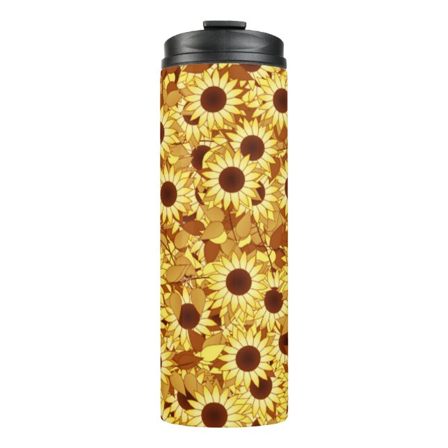 Bouteilles Isothermes Sunflower Pattern, Gold, Yellow and Brown (Devant)