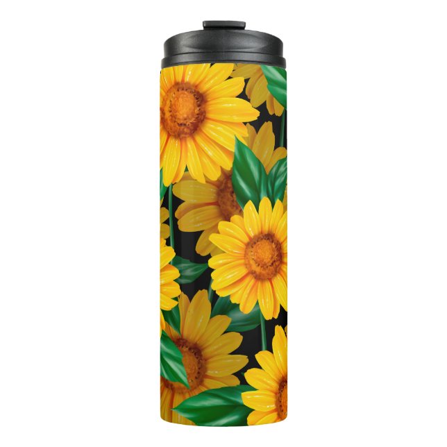 Bouteilles Isothermes Sunflower seamless pattern. Background with yellow (Devant)