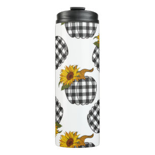 Bouteilles Isothermes Sunflowers Plaid Citrouille sans couture motif. Fa