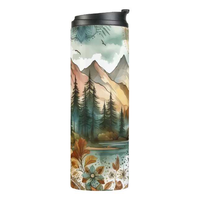 Bouteilles Isothermes Sunny Rustique Boho Nature Motif Mountain Lake (Tourné sur la gauche)