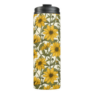 Bouteilles Isothermes Sunroot, tournesol sauvage sur blanc