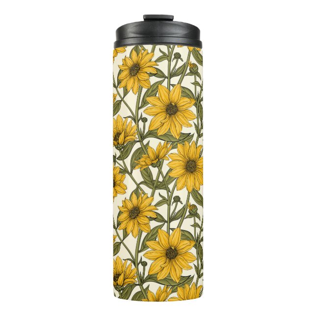 Bouteilles Isothermes Sunroot, tournesol sauvage sur blanc (Devant)
