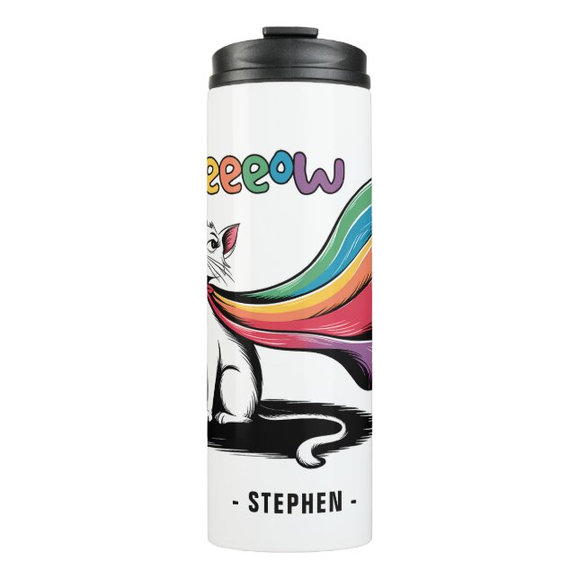 Bouteilles Isothermes Super Cat Meeeow - Rainbow Cape Pride Cat (Devant)