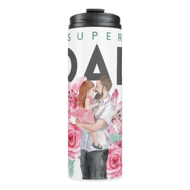 Bouteilles Isothermes Super Papa Floral Aquarelle Thermique Tumbler (Devant)