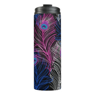 Bouteilles Isothermes Superbe motif Vintage de plumes de paon sur un