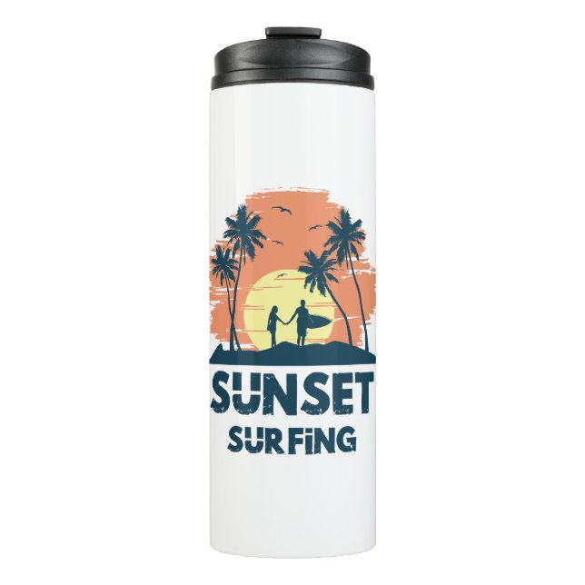 Bouteilles Isothermes Surf - Surf au coucher du soleil  (Devant)