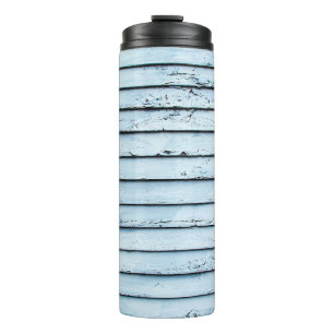 Bouteilles Isothermes Surface en bois blanc et bleu