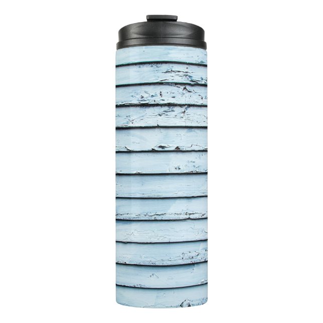 Bouteilles Isothermes Surface en bois blanc et bleu (Devant)