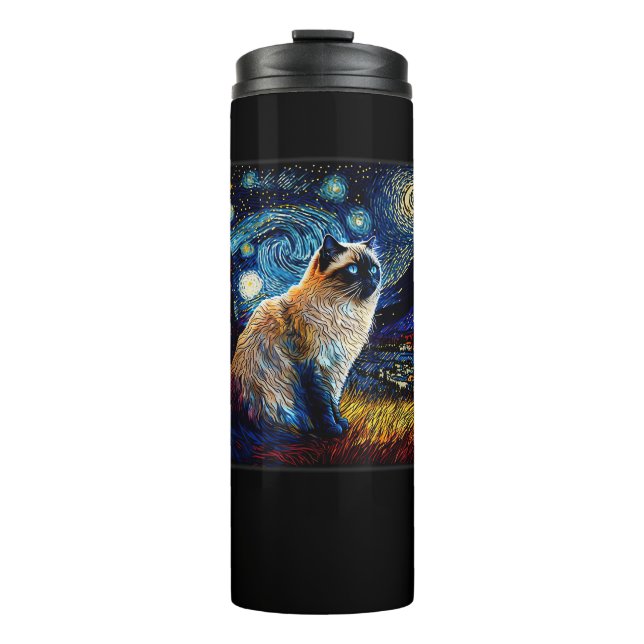 Bouteilles Isothermes Surréalisme Starry Night Himalaya chat (Devant)