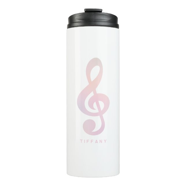 Bouteilles Isothermes Symbole musical rose Pastel Musique Art Monogramme (Devant)