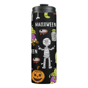Bouteilles Isothermes Symboles d'Halloween, thème vintage transparent