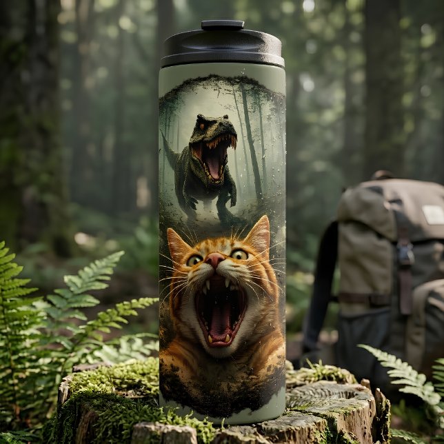 Bouteilles Isothermes T-Rex Rugissant & Chat Hurleur Dinosaure Drôle (Créateur téléchargé)