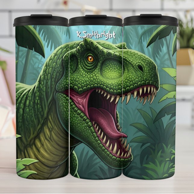 Bouteilles Isothermes T-Rex Vert Rugissant Jungle (Créateur téléchargé)