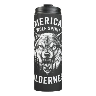 Bouteilles Isothermes T-Shirt American Wolf Spirit Wilderness