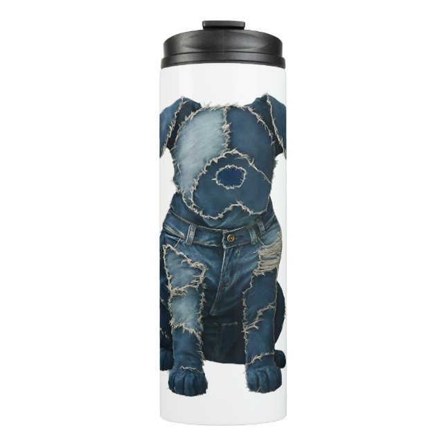 Bouteilles Isothermes T-shirt mignon avec patchwork en jean et chien (Devant)