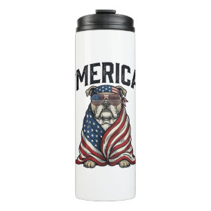 Bouteilles Isothermes T-shirt vectoriel vintage 'Merica Bulldog patrioti