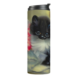 Bouteilles Isothermes Tableau vintage de chaton noir et blanc