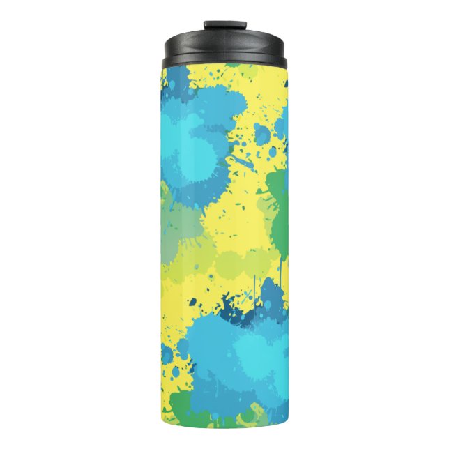 Bouteilles Isothermes Taches de peinture jaune turquoise vert abstrait (Devant)