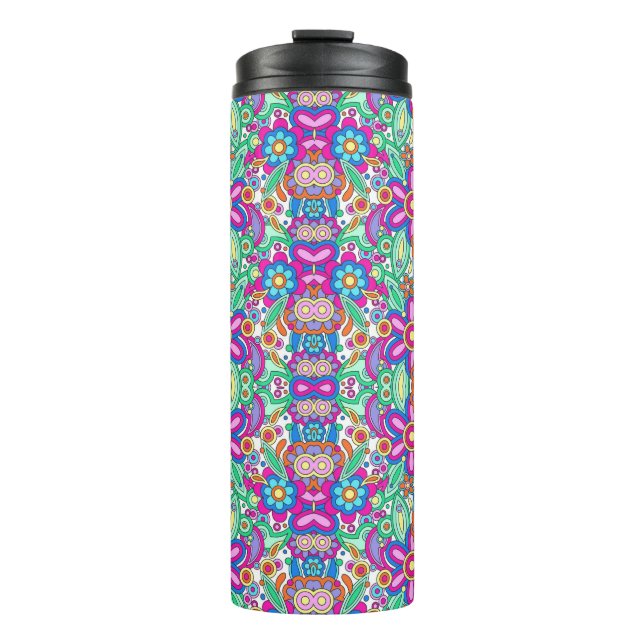 Bouteilles Isothermes Tall travel mug with a vibrant, symmetrical floral (Devant)