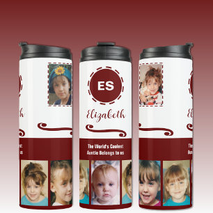 Bouteilles Isothermes Tante ajouter un nom photo collage blanc bordeaux