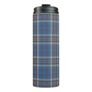 Bouteilles Isothermes Tartan Clan Thompson Carreaux Bleu Gris Café
