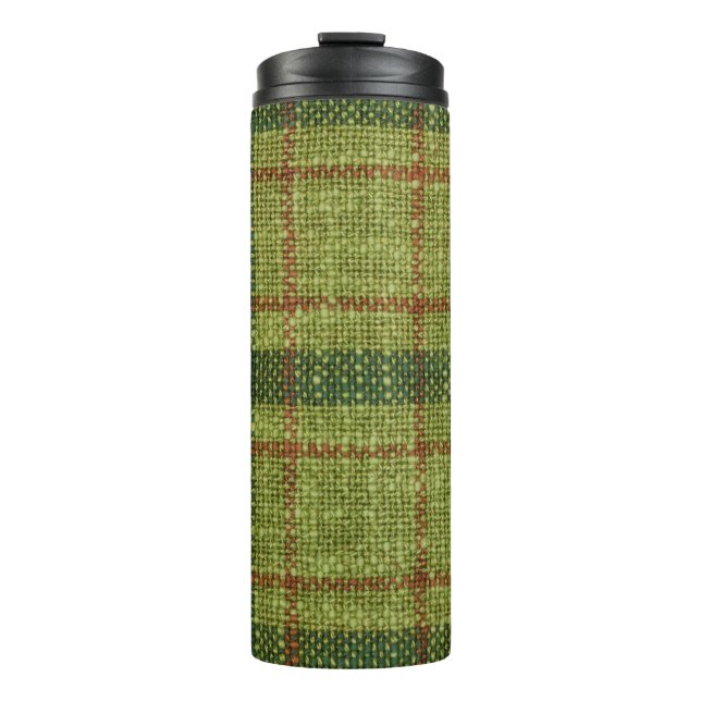 Bouteilles Isothermes Tartan de Noël rouge et vert. (Devant)