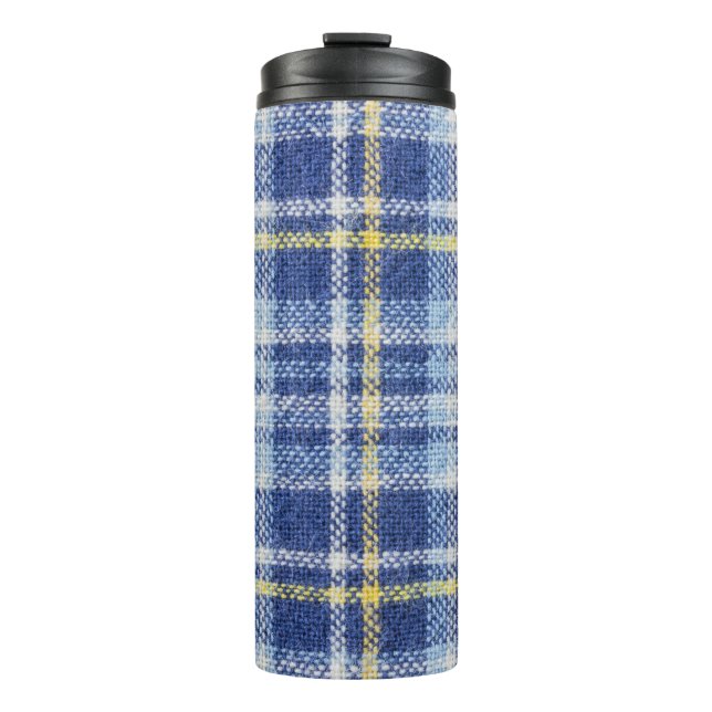 Bouteilles Isothermes Tartan jaune bleu : Plaid tendance (Devant)