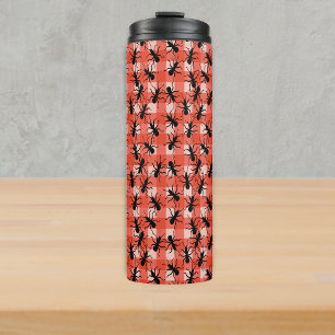Bouteilles Isothermes Tas d'araignées noires rampantes Nappe rouge et bl