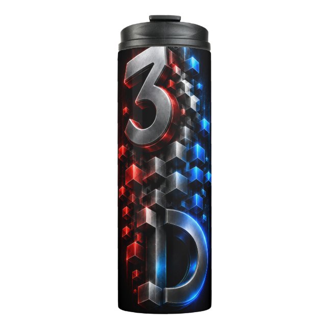 Bouteilles Isothermes Tasse Abstraite Cubes Dimension 3D Métalliques (Devant)
