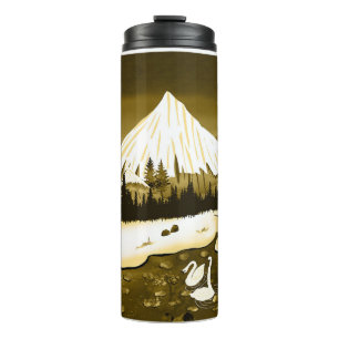Bouteilles Isothermes ☕ Tasse de café Paysage Montagne Dorée