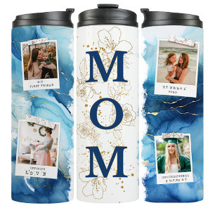 Bouteilles Isothermes Tasse de voyage en marbre Navy pour photo de maman