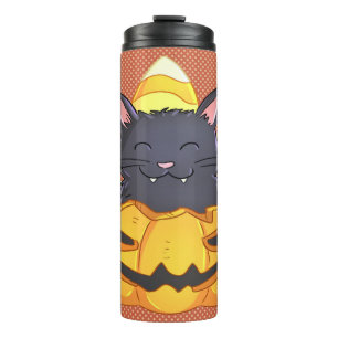 Bouteilles Isothermes Tasse Halloween Chat dans une Citrouille