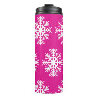 Tasse thermique à café Flocons de neige rose vif