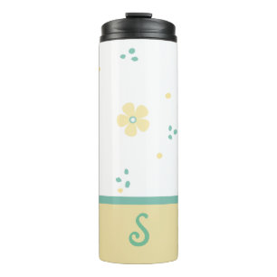 Bouteilles Isothermes Tasse Thermique à Monogramme Points et Fleurs