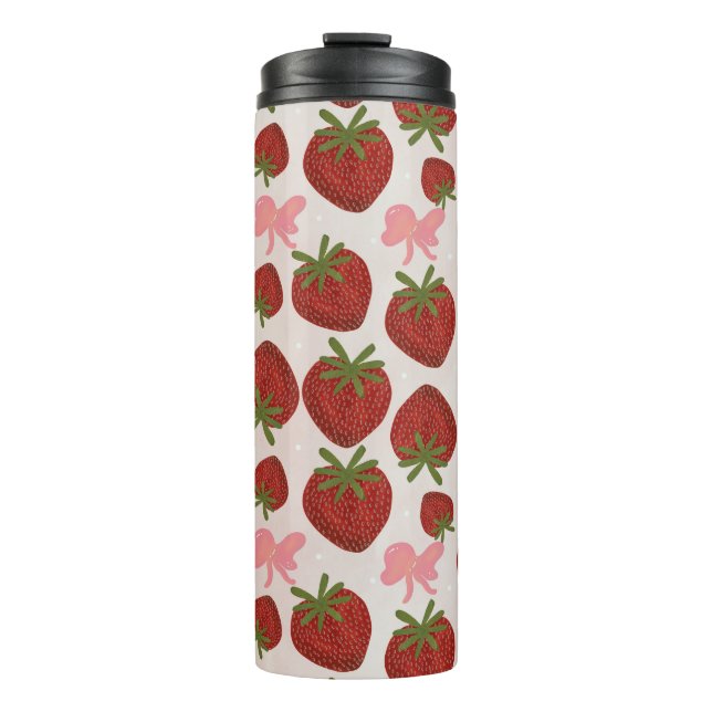 Bouteilles Isothermes Tasse thermique à motif fraises et rubans (Devant)