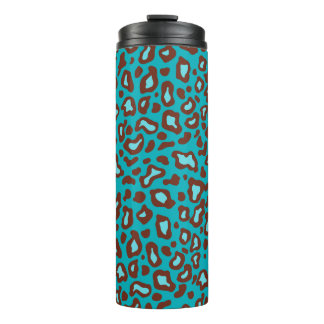 Bouteilles Isothermes Tasse thermique à motif léopard turquoise rétro po