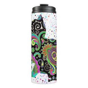 Bouteilles Isothermes Tasse thermique à motif paisley chat et papillon