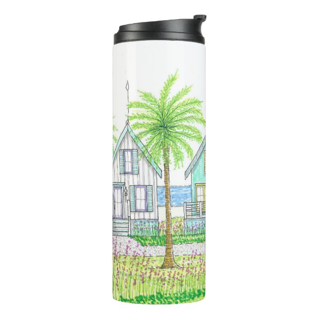 Bouteilles Isothermes Tasse Thermique Cabane de Plage Tropicale (Tourné sur la gauche)