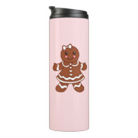 Tasse Thermique Fille en Pain d'Épice Rose 